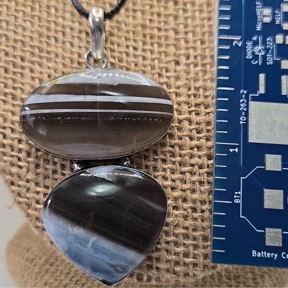 Blue Owyhee Opal Pendant with organza gift bag And satin cord necklace Handmade - Picture 6 of 6